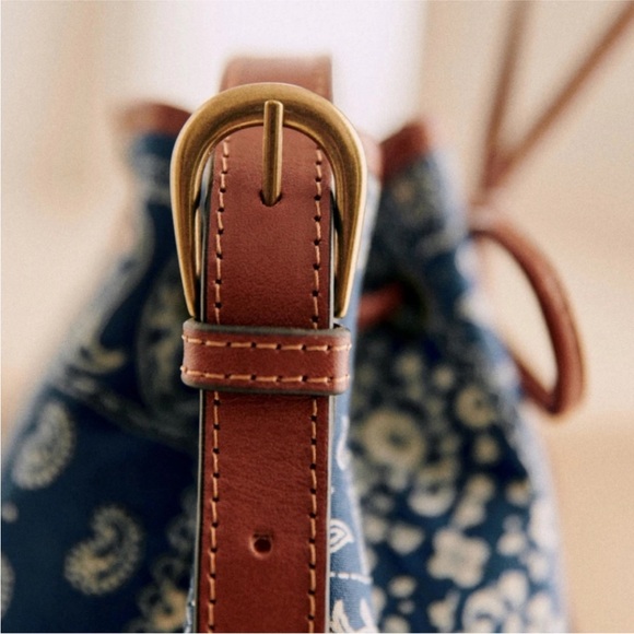 NWT Sezane Mini Farrow Crossbody Bucket Bag in Blue Bandana print - Picture 6 of 10